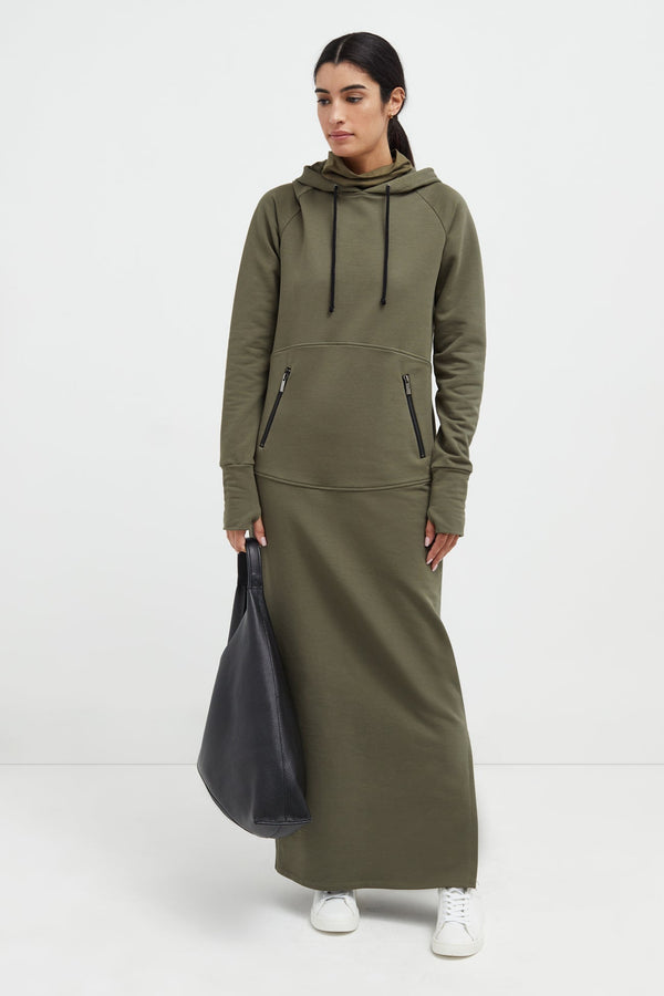 hooded maxi dress